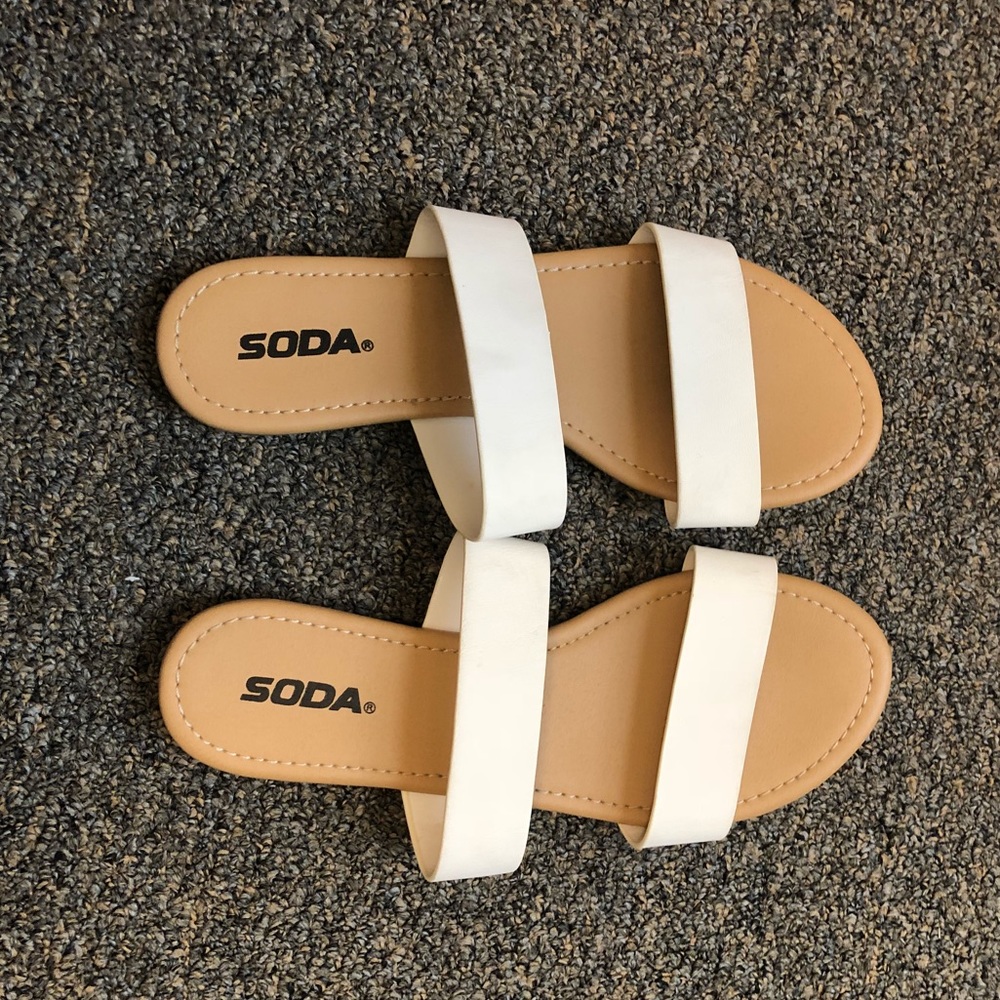 White and Tan Sandals